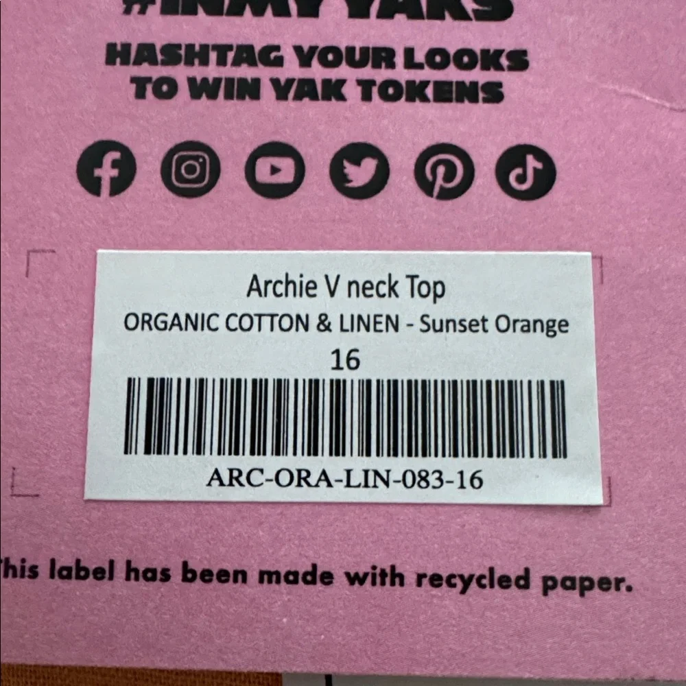 NWT Lucy & Yak Archie V-Neck Top Orange Size UK16 US12 - Picture 8 of 11
